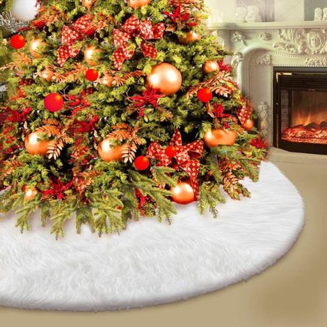 Jupe Sapin De Noël - Peluche Blanche - Diamètre 79 Cm - Pour Décoration Intérieure Et Extérieure - 1 Pièce (1/5)