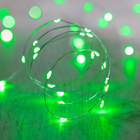 Lichterkette mit 20 grünen LEDs, 1,5 m langes silbernes Kabel, für den Innenbereich (1/4)