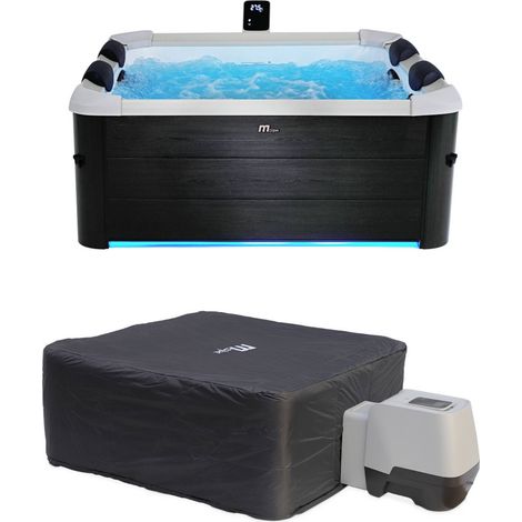 SPA rigide OSLO MSPA 6 personnes gris. 4 coussins. bâche incluse + housse thermique. hydromassages système (1/5)