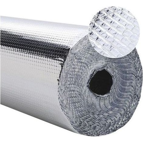 Rouleau Isolation Thermique Aluminium Double Bulle-Film Réfléchissant Fenêtres Radiateur Camping Car-5m x 0.6m (1/4)
