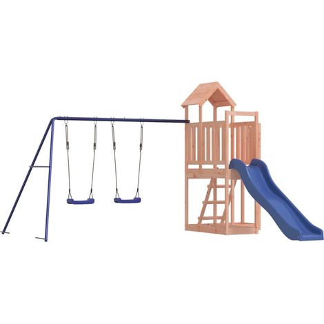 Aire de jeux d'extérieur balançoires toboggan portiques robuste jeux jardin 356 x 378 x 214 cm bois massif de douglas (1/5)