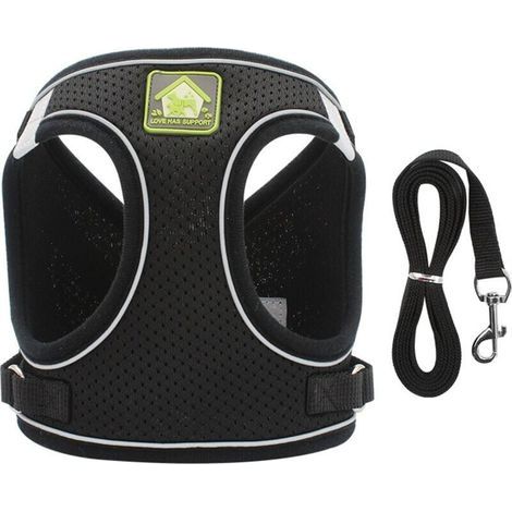 Colliers, Harnais et Laisses pour Chats Harnais Chaton Anti évasion Réfléchissant Réglable Harnet pour Chat Gilet Respirant Harnais Petit Chien (L,Noir) (1/5)