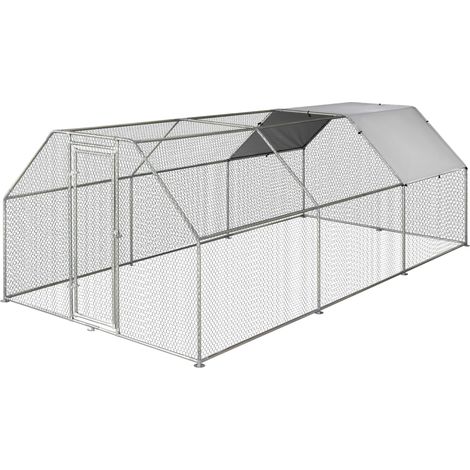 easycomfortrecinto gabbia per galline in metallo galvanizzato impermeabile, pollaio con porta e copertura oxford, 280x570x195cm (1/5)