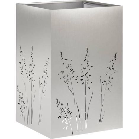 Cache-pot de Jardin Bac Extérieur en Acier Inoxydable Rectangulaire Argenté 50 x 50 x 75 cm (1/5)
