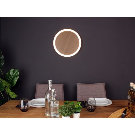 LED Wandleuchte MOON für Wand & Decke Holzoptik 3 Stufen dimmbar, Ø 30cm (1/5)