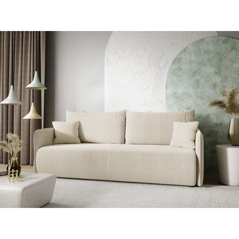 Sofa 2-Sitzer mit Schlaffunktion CALGARY Stoff Curio Creme (1/4)