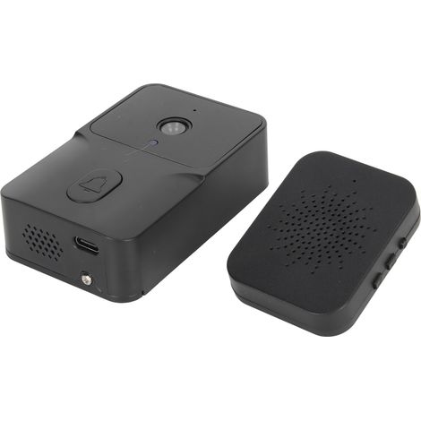 Sonnette vidéo Wi-Fi HD 1080p avec vision nocturne infrarouge, interphone visuel à distance pour la maison, noire (1/5)