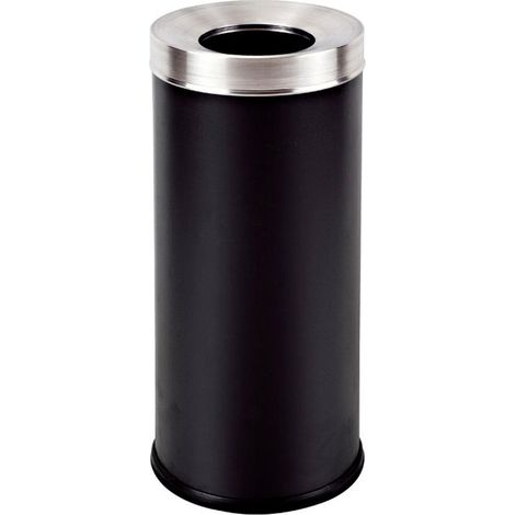 Cestino Gettacarte Ø25,8 cm in Metallo Nero Opaco 12L con Coperchio Conico (1/4)