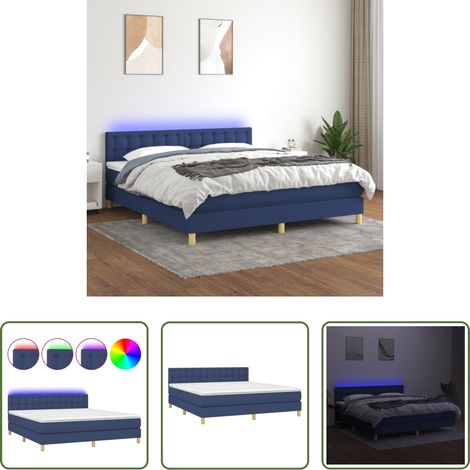 vidaXL LED -  Boxspringbett mit Matratze & LED Blau 180x200 cm Stoff (1/5)
