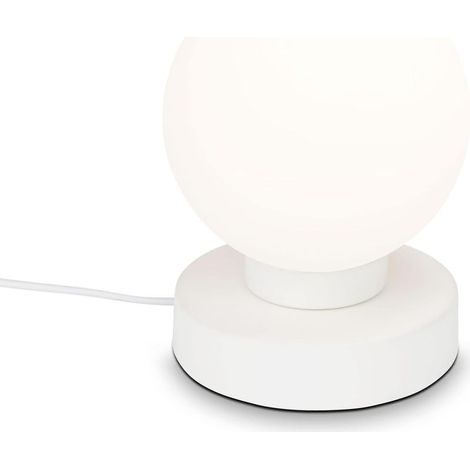 Nachttischlampe mit Schnurschalter, Opalglas, E14-Fassung, max. 25 W, Tisch-, Schreibtisch- und Leselampe, 12,6 x 15,7 cm, weiß (1/4)