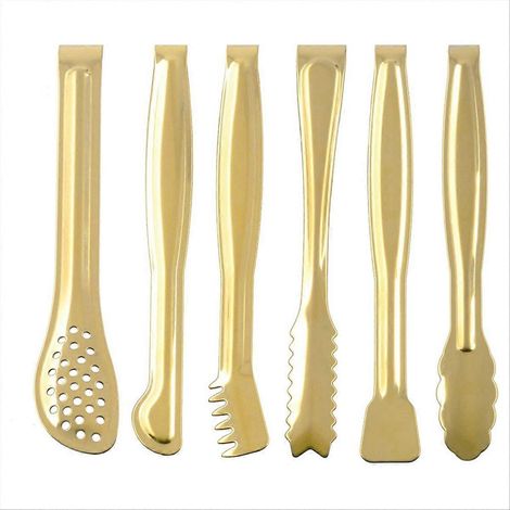 6-teiliges Set mit Speisezangen, Brotzangen, Grillzangen und Buffetzangen, Küchenzubehör Gold (1/5)