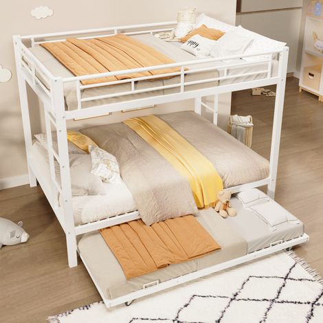 Letto a castello per bambini 140x200 cm in metallo bianco, salvaspazio, senza materasso FloraGrace (1/5)