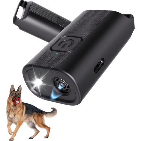 Dispositivo antiabbaio per cani - Dispositivo a ultrasuoni portatile e ricaricabile per cani di piccola, media e grande taglia (nero)