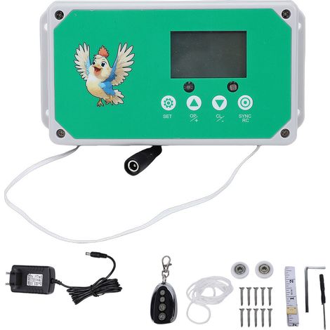 Ouvre-porte automatique de poulailler avec minuterie, étanchéité IP44, Kit de moteur de poulailler télécommandé pour canard de ferme, prise ue 100-240V (1/5)