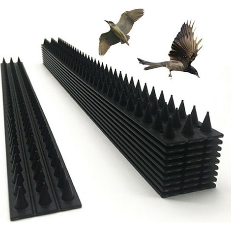 Púas disuasorias para pájaros para vallas – 10 púas de plástico negro – Protege contra gatos y pájaros – 500 mm – Fácil instalación (1/5)