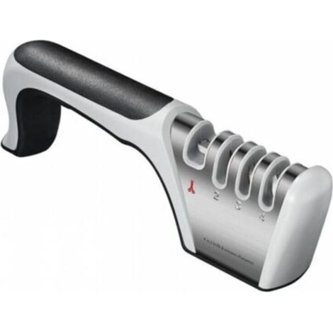 Aiguiseur de couteaux manuel professionnel, aiguiseur de couteaux de cuisine 4 en 1 avec base antidérapante pour couteaux et ciseaux (1/5)