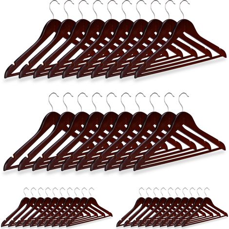 Pack de 40 Perchas Ropa para Pantalones y Camisas, Marrón, 23 x 44 x 1 cm (1/5)