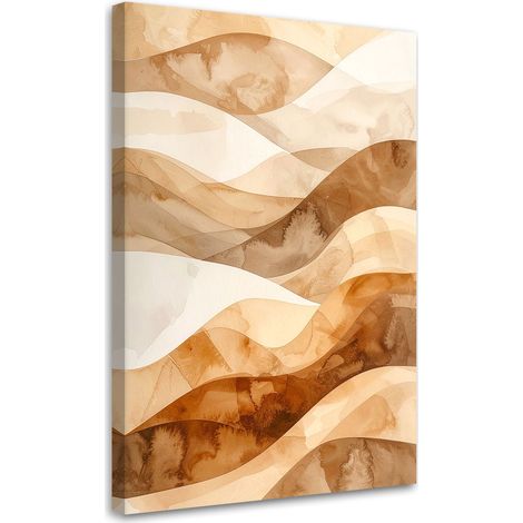 Cuadro sobre Lienzo, Olas abstractas beige pastel, 20x30 (1/5)