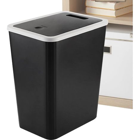 Poubelle Avec Couvercle - Bac À Ordures,Bac De Recyclage Avec Couvercle À Pression 13 Litres Mince Et Moderne Pour Intérieur Dans La Salle De Bain, La Cuisine, La Chambre Et Le Salon (1/5)