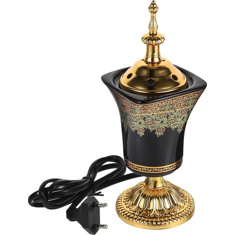 Brûleur D’Parfum Électrique en Céramique Noir Style Arabe 220 V Porte-Parfum Décoratif Compact pour Maison et Bureau Brûleur à Brancher pour Ambiance Apaisante et (1/5)