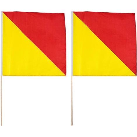Lot de 2 drapeaux de signalisation à agiter, petits drapeaux de commandement portatifs-50.00X35.00X1.00CM (1/4)