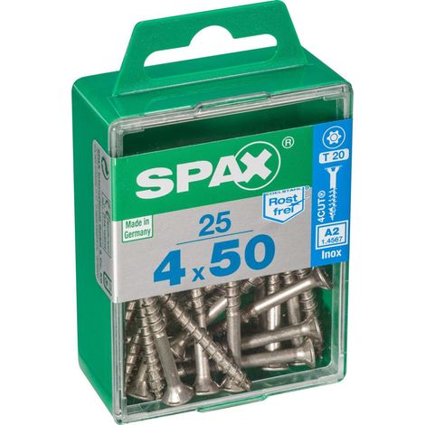 Juego de 25 tornillos SPAX de acero inoxidable con cabeza avellanada torx, Diam.4 mm x L.50 mm SPAX (1/5)