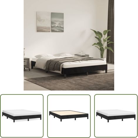 Lit adulte pour 2 personnes, Structure de lit, Assemblage Facile, Noir 140x200 cm Velours OIB1289E (1/5)