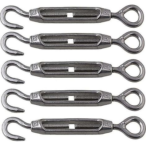 Set Of 5 M4 304 Stainless Steel Eye And Hook Turnbuckles (1/4)