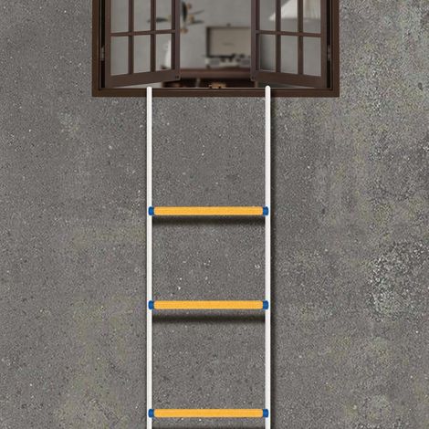 Échelle de secours de 12 m avec 2 mousquetons, capacité de charge de 200 kg, échelle de sécurité, difficilement inflammable, pour évacuation d'urgence, réutilisable, pour la maison, le balcon, l'hôtel