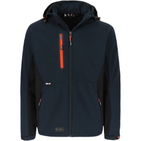 Giacca da lavoro softshell traspirante e termica con cappuccio rimovibile HEROCK TRYSTAN Nero / Marina S