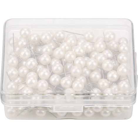 200 punaises rondes en plastique blanc pour décoration DIY (1/4)