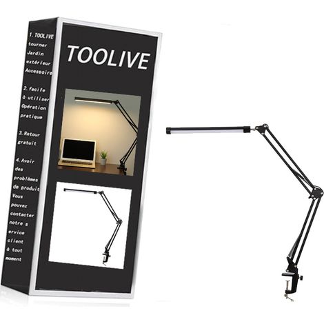 LED-Schreibtischlampe, 14 W, faltbare Architekten-Tischlampe mit Klemme, 10 Helligkeitsstufen x 3 Farbmodi, verstellbare Tischlampe, Augenschutz, 5 V/2 A CE-Adapter im Lieferumfang enthalten