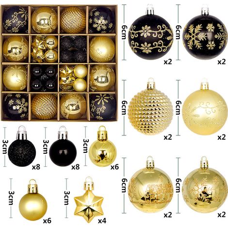 Boules et décorations de Noël - Décorations classiques pour sapin de Noël (44 pièces) - rose, or