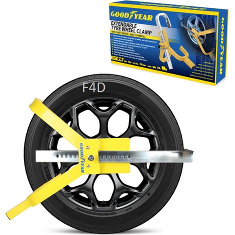 GOODYEAR ALLOY WHEEL CLAMP LOCK CAR CARAVAN TRAILER BIKE SECURITY LOCK 900141