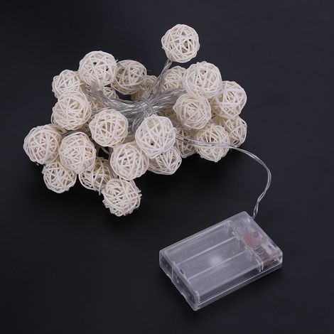 Guirlande lumineuse boule rotin 30 LED colorées, lampe suspendue sans fil, déco intérieur/extérieur, batterie, ambiance festive. (1/5)