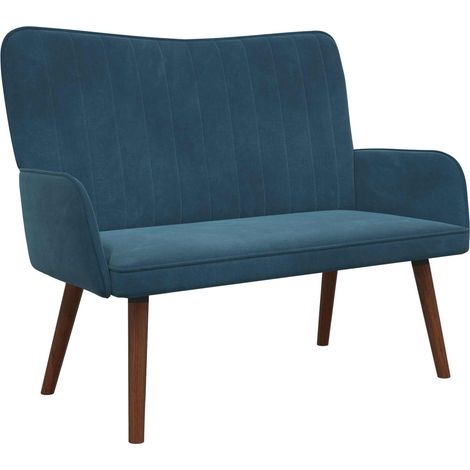 Sofá de 2 Plazas Azul 115 x 61 x 87 cm Terciopelo vidaXL (1/5)