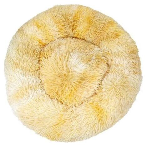 Lit pour chat, coussin moelleux, doux lavable pour chiens chats (tie-dye jaune, 70 cm), Ensoleillé (1/5)