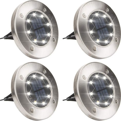 Projecteurs solaires encastrés au sol blancs pour éclairage de jardin (1/4)