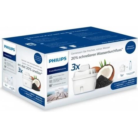 Filtros Philips Water AWP211/31 Micro X-Clean compatibles con Brita Maxtra, paquete de 3 - 4897099308409