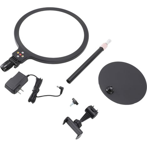 Ortviai Lampe d'appoint circulaire pour bureau avec support téléphone, 30 cm, 3000K-6300K, 5 niveaux de luminosité (1/5)
