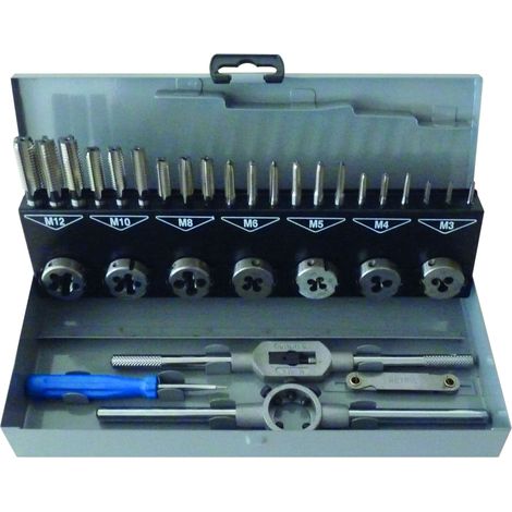Taraud et filière M3 à M12 3 passes - coffret de 32 pcs DRAKKAR - 14720 (1/4)