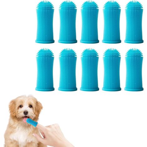 Lot de 10 Brosses à Dents à Doigt pour Chien et Chat en Silicone Nettoyant Dentaire 360°, Kit Hygiène Bucco-Dentaire Souple (1/5)