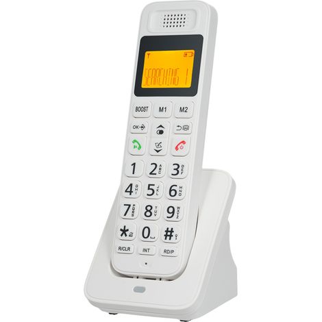 Téléphone sans fil extensible avec écran LCD, compatible avec 5 combinés, idéal pour la maison, le bureau et les entreprises. (1/4)