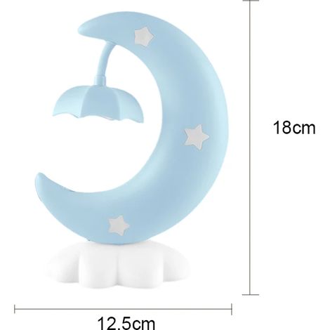 Veilleuse LED bleue en forme de lune rechargeable, lampe de chevet pour chambre à coucher (1/5)