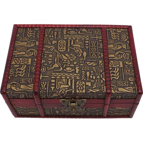 Coffret de rangement vintage en bois, coffre décoratif de bureau, étui à bijoux et cosmétiques avec serrure pour collection de perles et de pièces de monnaie, accessoire photo (1/5)