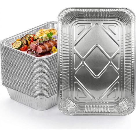 15 Barquettes Aluminium, 4900ML, Plateaux Cuisson, 37x27x7cm, Four Barbecue Buffet