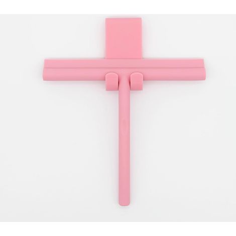 Raclette de douche en silicone - Design sans traces pour cabines de douche et surfaces lisses - Avec support (rose) (1/5)