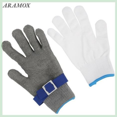 Gants en acier anti‑coupure Gants en Acier Anti-coupure de Sécurité Universels Niveau 5 Acier Inoxydable art (1/4)