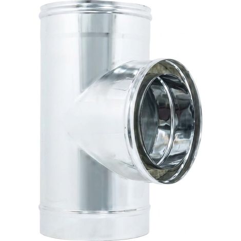 MAKA Raccordo a T 90 Gradi Canna Fumaria Doppia Parete Inox Ø 80-130 mm (1/5)