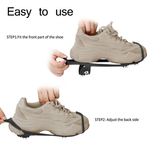 Crampons à glace pour chaussures, 8 pointes, adhérence hivernale, sécurité neige et verglas. (1/4)